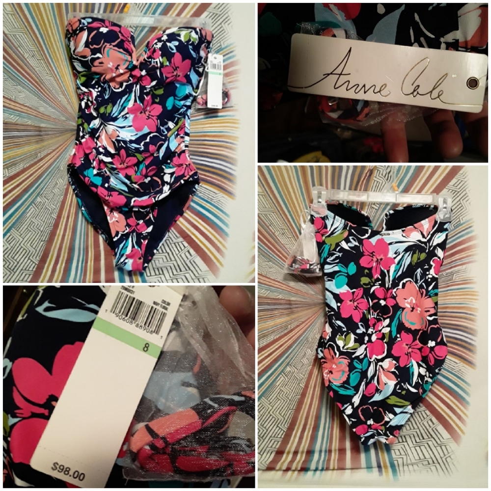Brand New Anne Cole Womens Size 8 One Piece Strapless Bathing Suit